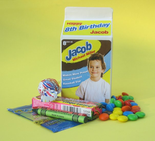 24 Personalized Milk Cartons for Birthday Favors