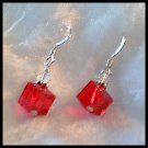 Red Cube Swarovski Earrings