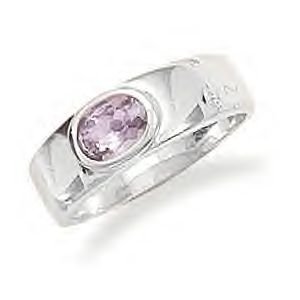 Amethyst Ring With Polished Silver Band