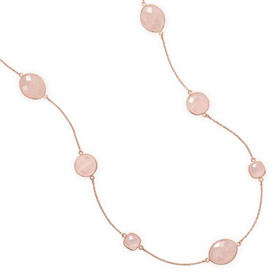 Rose Gold Plated Necklace with Rose Quartz