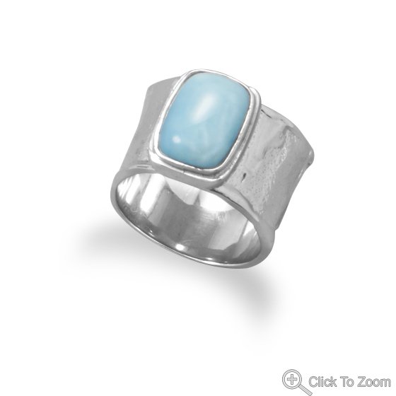 Textured Silver Larimar Ring