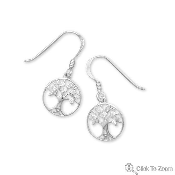 CZ Tree of Life Earrings
