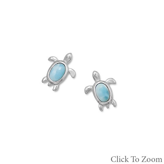 Larimar Turtle Stud Earrings