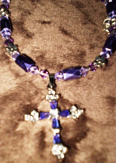 Purple POWER! Georgous purple "cross" necklace GENUINE SWAROVSKI CRYSTALS! 30 day warranty