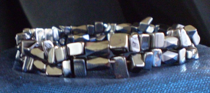 Black men's or Women's bracelet! Magnetic hematite clasp, hematite chips & black magnetic Hematite.