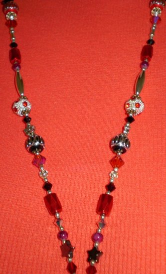Red, Black & Silver laynard / badge holder completly handbeaded excellent quality