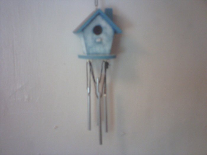 Blue and White Bird House Wind Charm