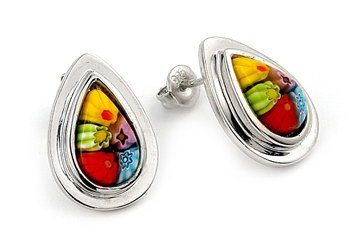 MULTI COLOR MILLEFIORI DROP EARRINGS