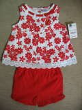 OKIEDOKIE Red Floral Printed Woven Top with Matching Short (RM29.90)