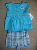 OKIEDOKIE Light Blue Top with Matching Gingham Short (RM29.90)