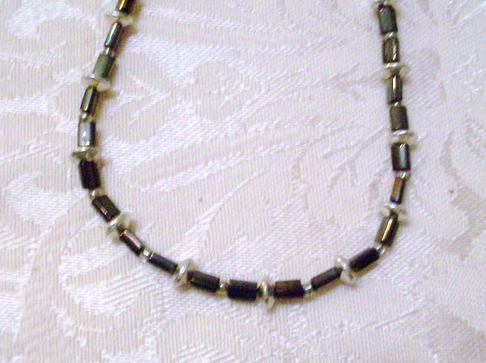 Metallic Dark Brown Beaded Necklace