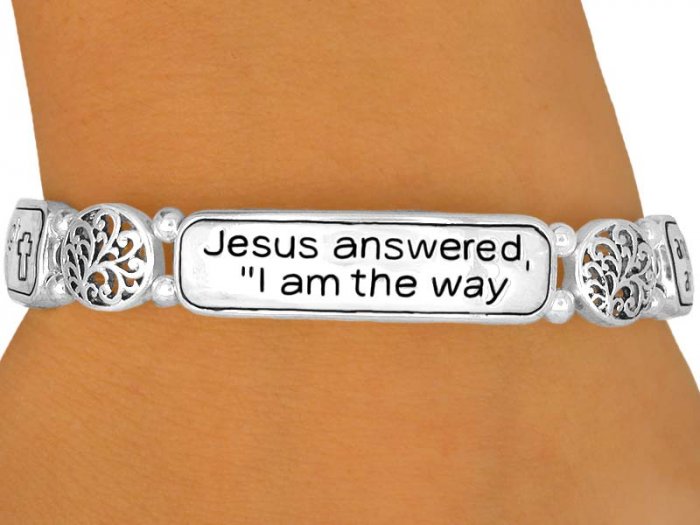Christian "Jesus Answered" Polished Silver Bracelet