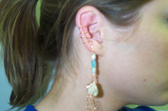 Quartz Crystal Copper Ear Cuff