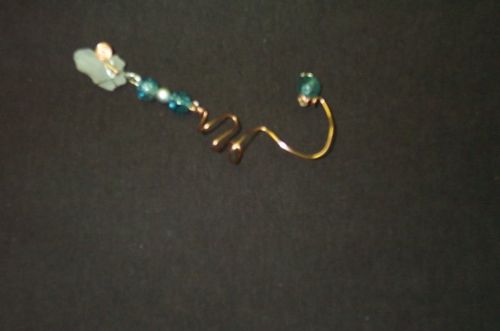 Quartz Crystal Blue Copper Ear Cuff