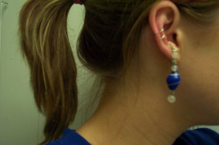 Vintage Blue Swirl Bead Ear Cuff
