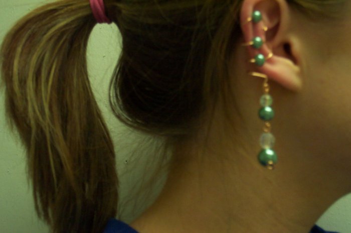 Green Pearl Ear Cuff