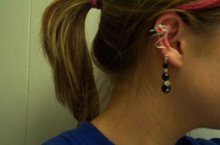 Vintage Black and Red Ear Cuff