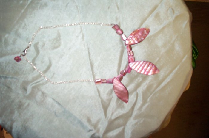 Pink Shell Elven Leaf Necklace