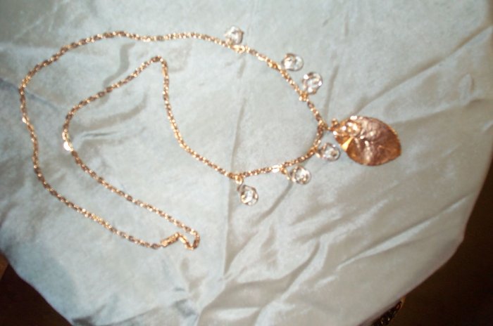 Golden Elven Leaf Tear Drop Necklace