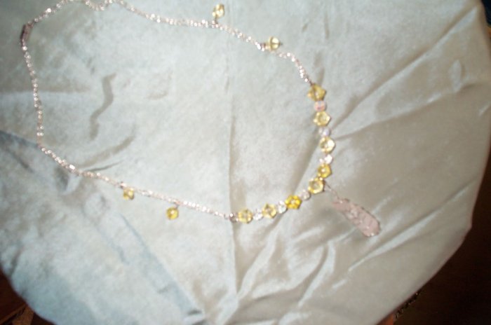 Quartz Crystal Yellow Glass Elven Necklace