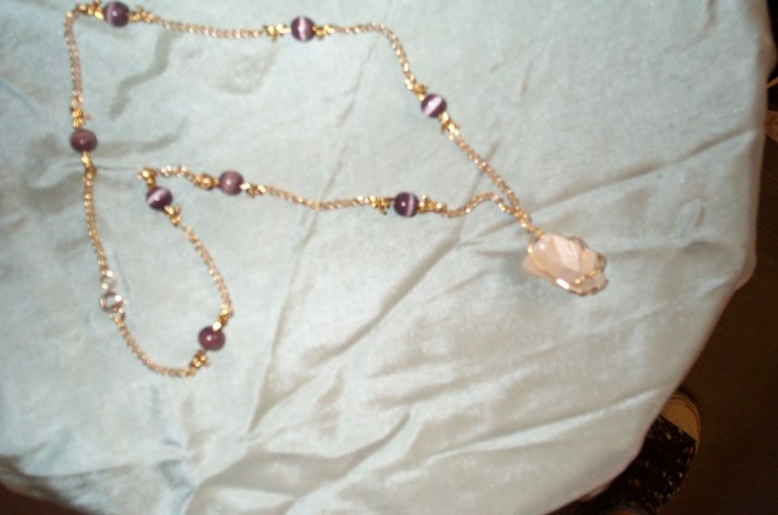Quartz Crystal Cats Eye Dragonfly Necklace