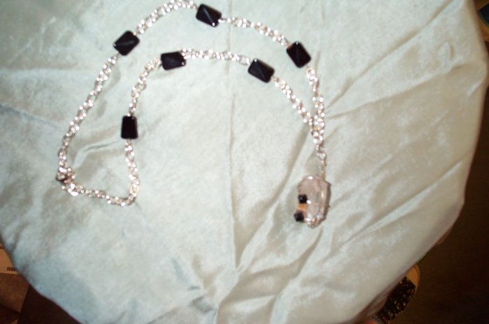Quartz Crystal Black Bead Necklace
