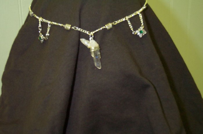 Green Elven Jewel Quartz Crystal Celtic Elven Renaissance Circlet
