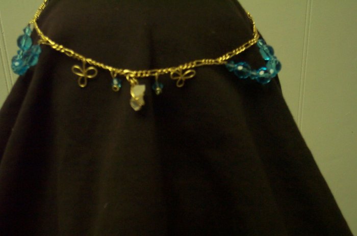 Golden Blue Elven Flower Circlet Renaissance Celtic Fairy