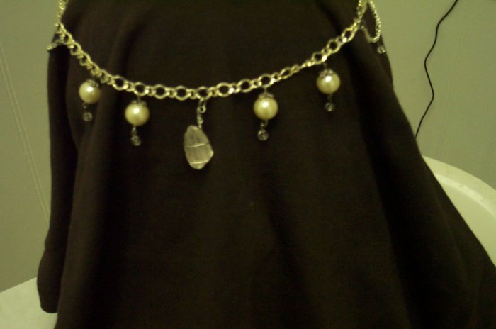 Quartz Crystal Pearl Elven Drop Circlet Renaissance Celtic Medieval