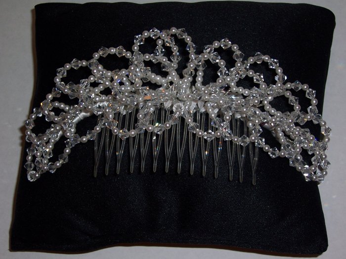 Austrian Crystal and Pearl Bridal Comb Tiara