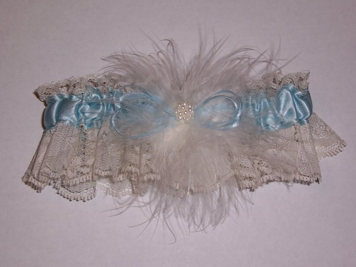 Ivory and Blue bridal garter