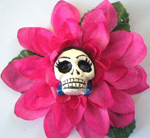 Pink Frida Skull Hair Clip