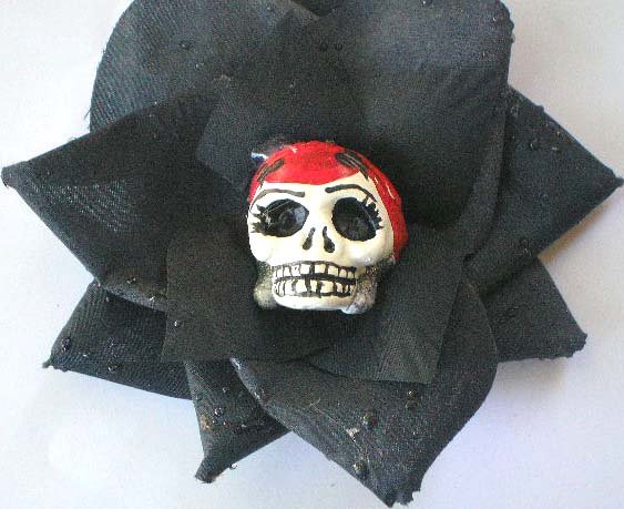 red Head Calavera Black Rose