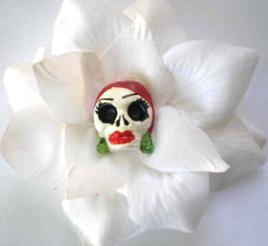 White Rose Red HEad Calavera