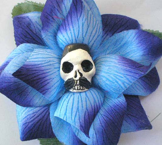 Blue 'Pancho' rose hair clip