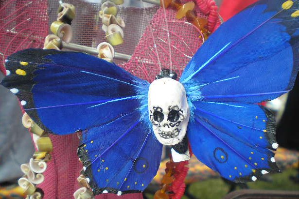 blue calavera Butterfly Clip