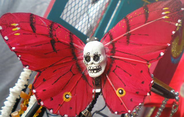 red calavera Butterfly Clip