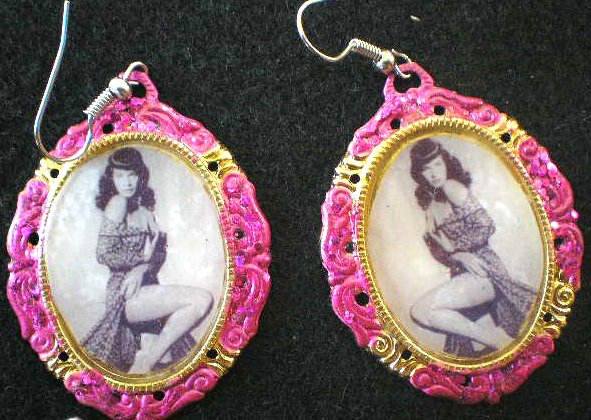 PINK BETTY PAGE EARINGS
