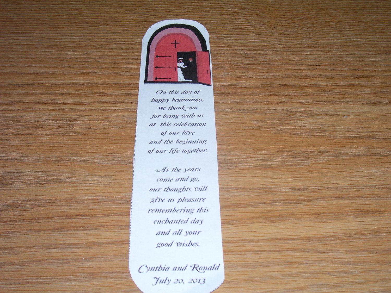 100 Personalized Laminated Wedding Favor Bookmarks - Church Wedding
