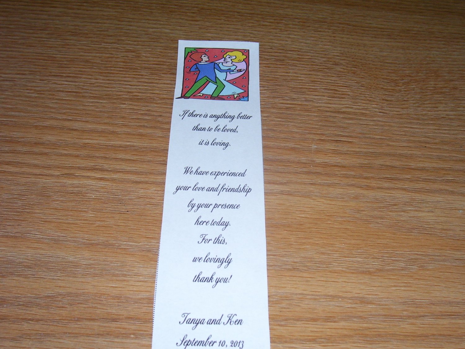100 Personalized Laminated Wedding Favor Bookmarks - Bride and Groom Dancing 2