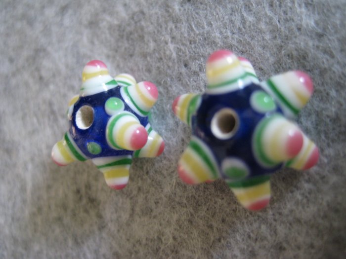Lampwork Bead, Blue, 15mm, 1 pair
