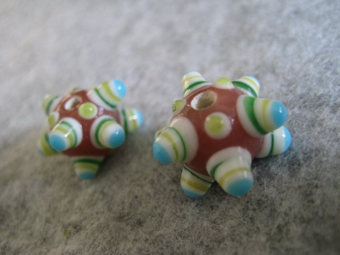 Lampwork Bead, Pink, 15mm, 1 pair