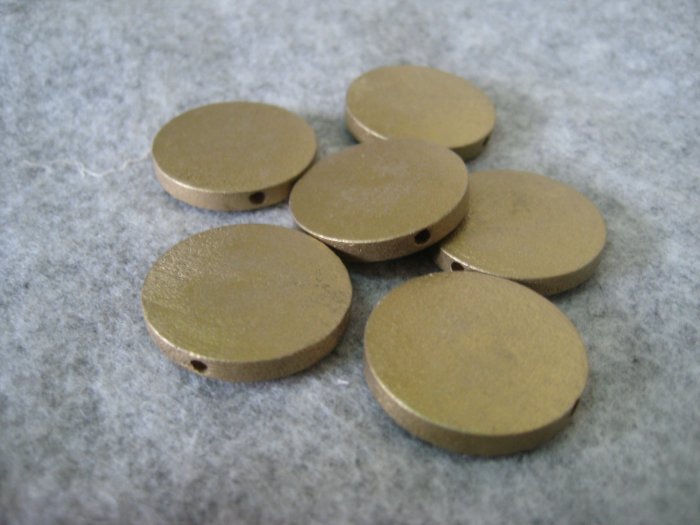 Wooden Bead, Coin, 25mm, 6pcs