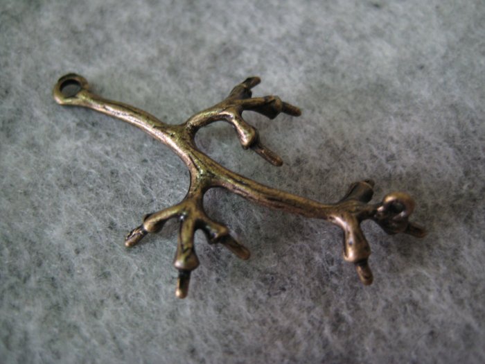 Tree Branch Charm, Antique Brass