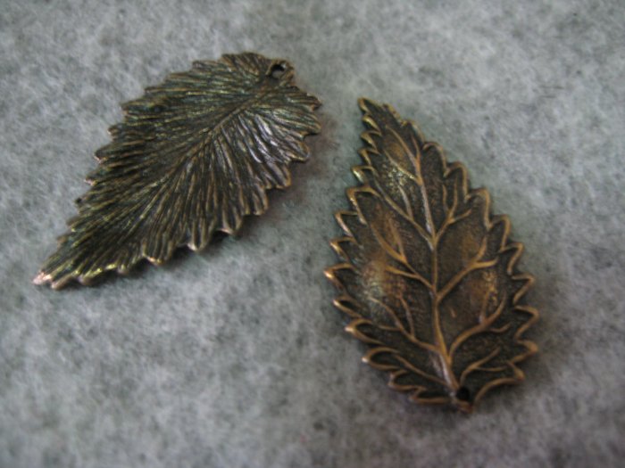 Leaf Charm, Brass, 17mm x 28mm
