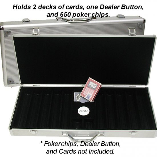 Aluminum Hard Side Poker Chip Case - Holds 650 Chips (Black Felt Interior)