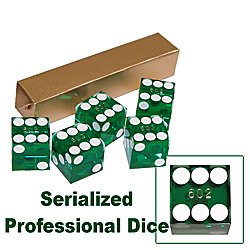 19mm Grade A Serialized Casino Dice - Set of 5 (Green)