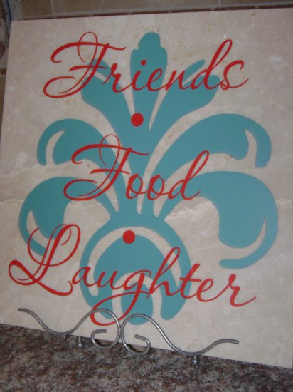 "Friends, Food, Laughter" Marble Tile