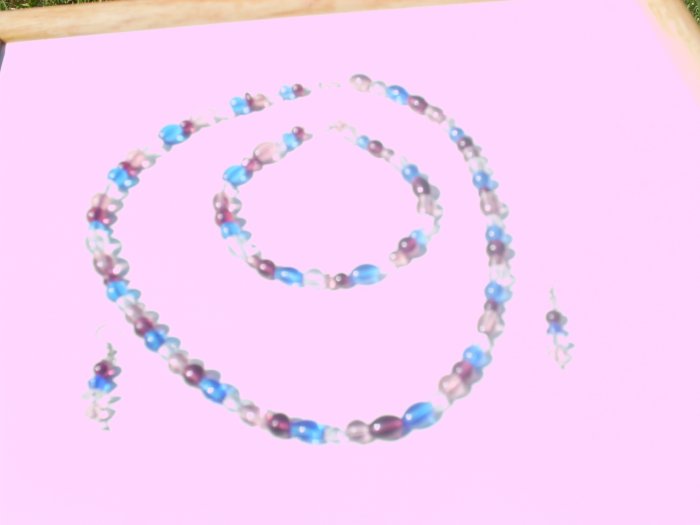 Plum Blue and White Bead Set