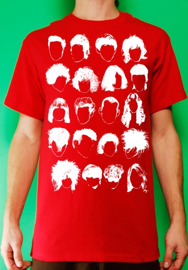 History of Rock N Roll Hair Mens White ink on Red T-shirt